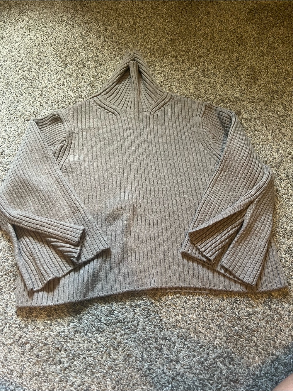 Ribbed Turtleneck Women's Sweater in Taupe